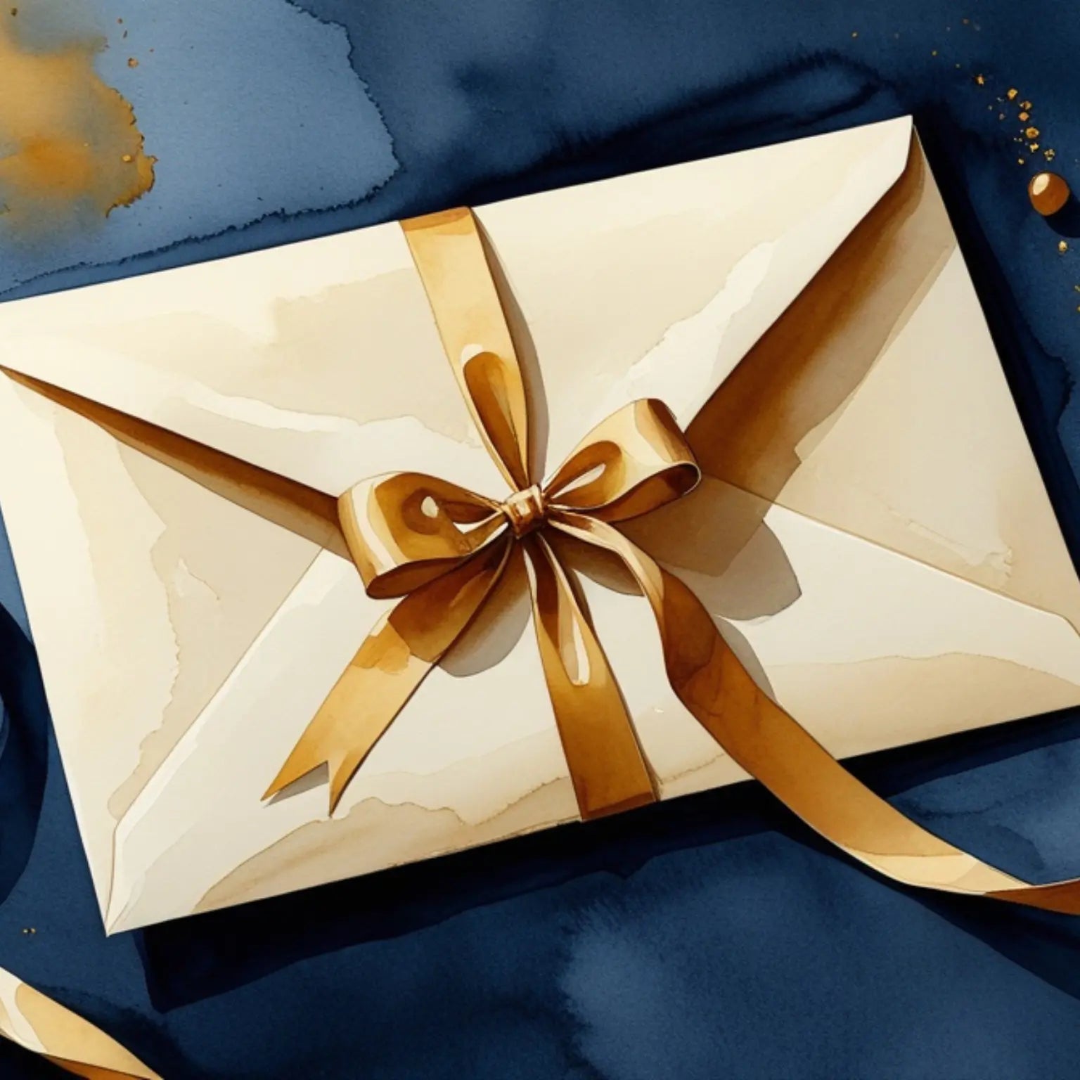 Die Hände — persönliches Geschenk aus dem Geburtsbild, cremefarbener Umschlag mit goldener Schleife